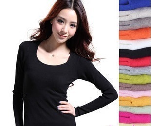 Free Shipping 2012 Women Fashion Mercerized Cotton O-neck Knitwear Ladies Primer Shirt Winter Warm Sweater Pullovers