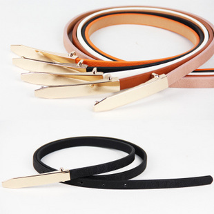 Free Shipping  2012 Women Gold Toned Buckle PU Leather Dress Skinny  Belt  Colourful