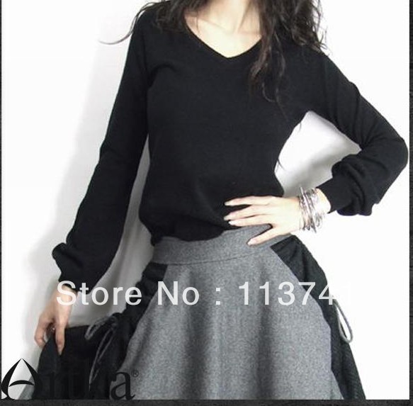 Free shipping /2012 women's cashmere fashion sweater women fashion sweater/outwear clothing/4 colours/ V- neck