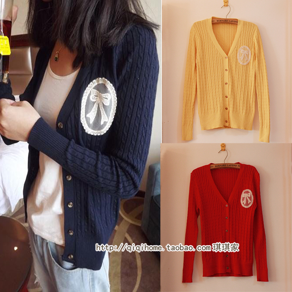 Free shipping 2012 women's casual top knitted cable cardigan slim sweater coat solid color