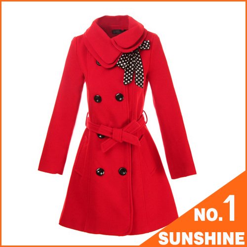 Free Shipping 2012 Women's Double Breasted Trench Coat Winter Wool Blended Coat Long Jacket Overcoat Size M/L/XL/XXL YBM01