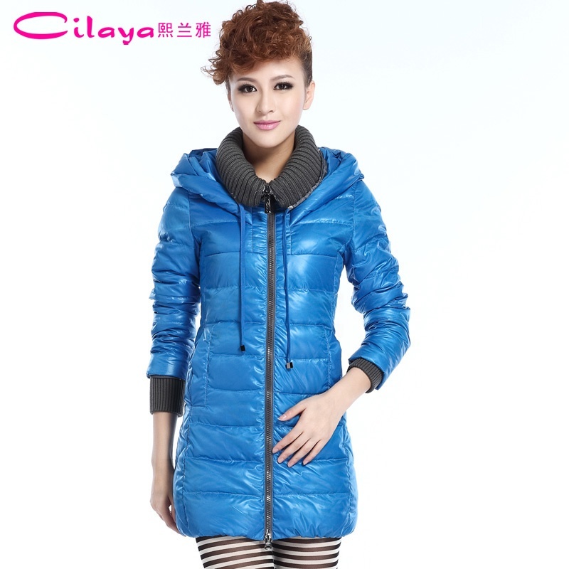 free shipping 2012 women's down coat  glossy thickening stand collar medium-long slim  outerwear c2708 fashion down jacket