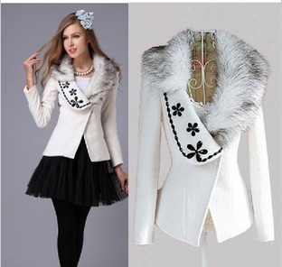 Free Shipping 2012 women's fashion fur collar slim woolen outerwear, Short Ladies Winter Coat