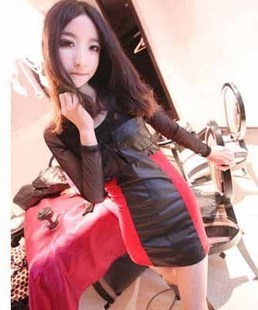 Free shipping 2012 women's fashion leather yarn tight autumn and winter one-piece dress basic skirt