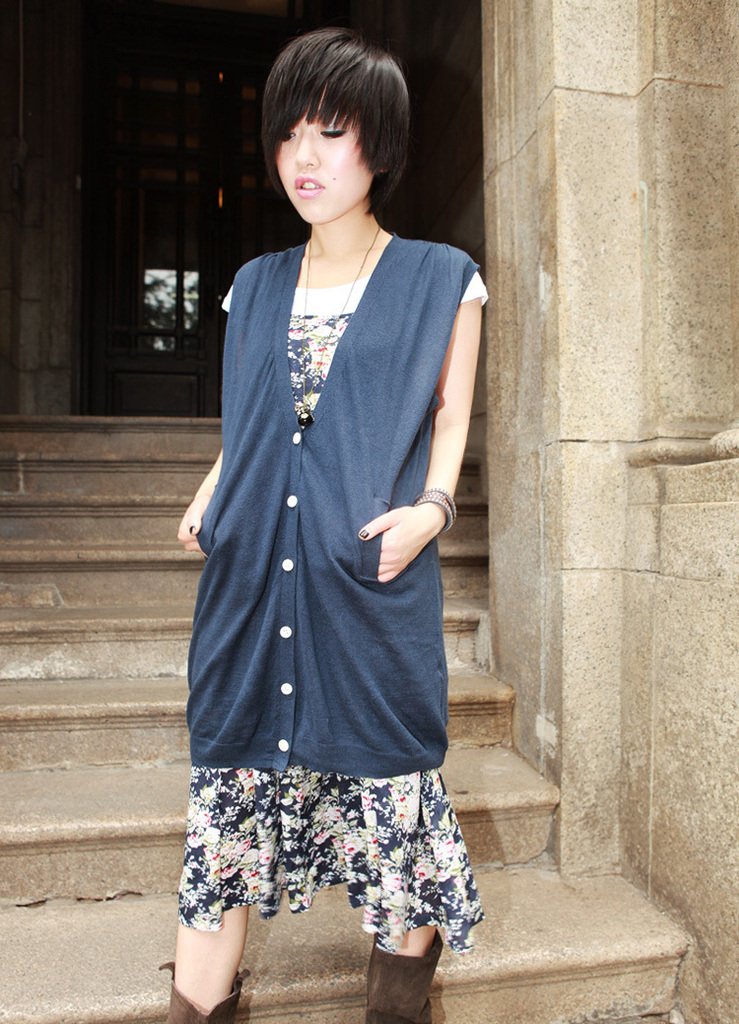 free shipping 2012 women's fashion loose sleeveless cardigan dropshipping