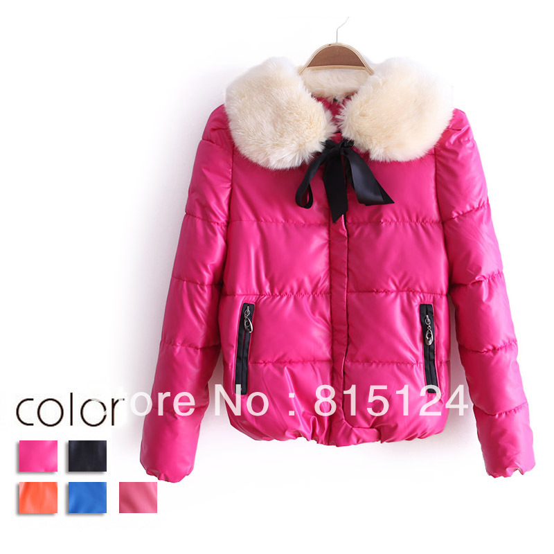 Free  shipping  2012 women's formal gentlewomen detachable fur collar zipper straight the appen00dtiff wadded jacket outerwear