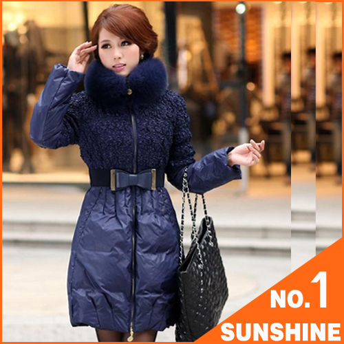 Free Shipping 2012 Women's Fox Fur Collar Long Down Clothing Excellent Quality Coat Thick Coat Down Jacket Women ZLJ01