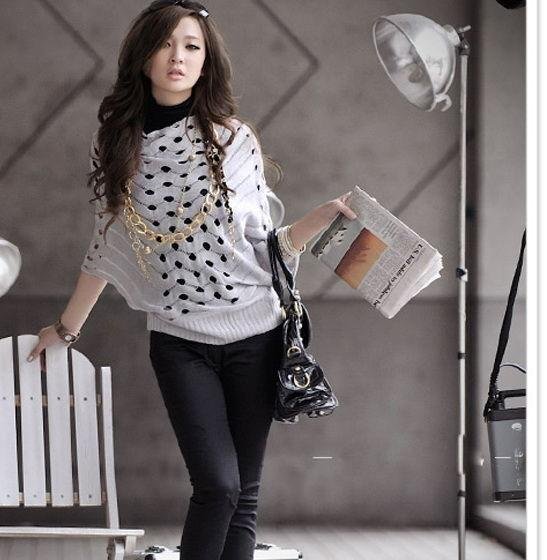 Free Shipping! 2012 Women's Gentlewomen Cutout Crochet Sweater Pullover Loose Batwing Cardigan Shirt B06673#