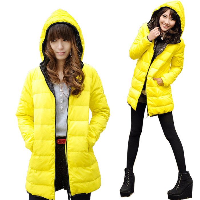 free shipping !  2012 women's hooded sweet bright color women's thermal 90 goatswool h long design down coat