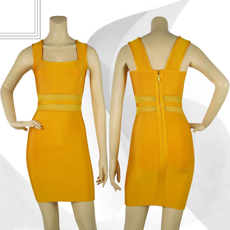 Free Shipping 2012 Women's Knitting Celebrity Dresses Bandage Mini Evening Dresses Orange  H305