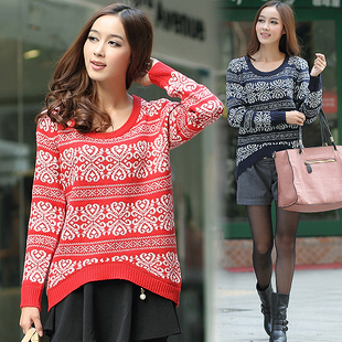 free shipping 2012 women's long-sleeve knitted   sweater casual onta pattern sweater