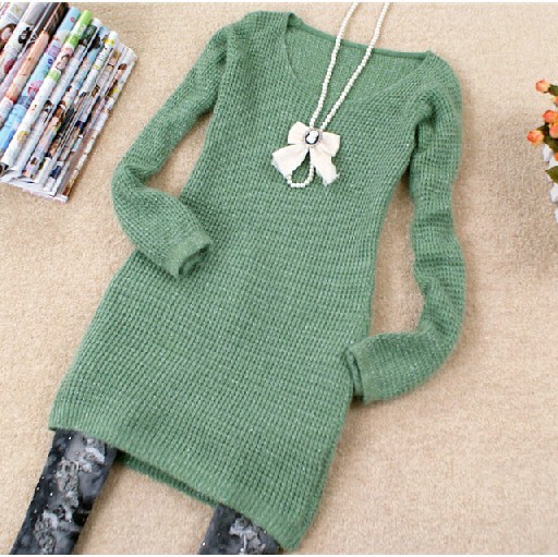 Free shipping 2012 women's long-sleeve V-neck liangsi rabbit fur long sleeve length basic sweater female outerwear