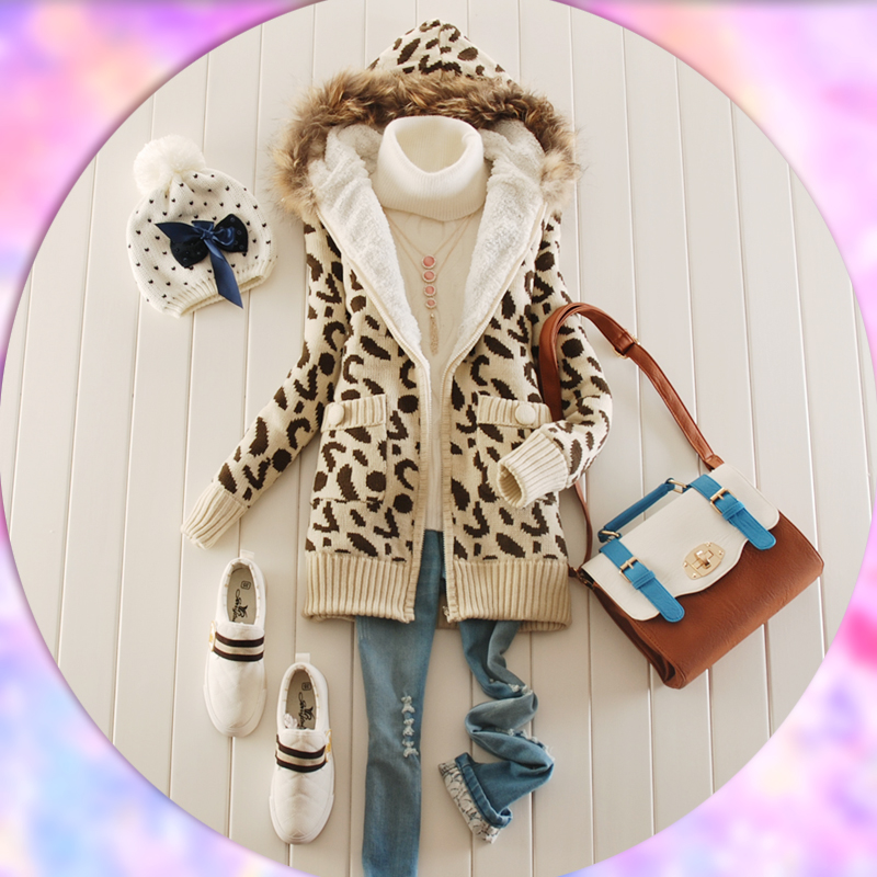 Free shipping 2012 women's medium-long thickening sweater outerwear with a hood sweater cardigan