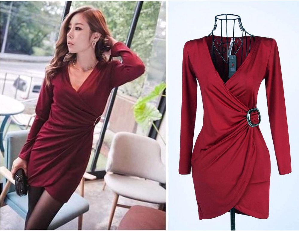 Free shipping 2012 women's new fashion autumn tailer-made  dresses sexy praty slim deep v-neck  dresses 2 colors M-L size