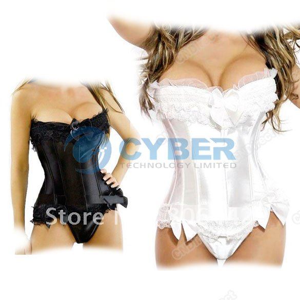 Free Shipping 2012 Women's New Sexy Boned Lace Up Corset Lingerie Bustier Underwear G-String