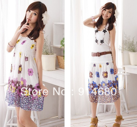 Free shipping 2012 women's one-piece dress suspender skirt  two colors free size