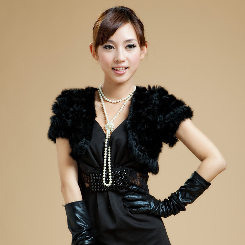 Free shipping 2012 women's rabbit fur knitted fur small cape  fur vest coat