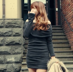 Free shipping 2012 women's sexy slit neckline strapless slim pleated and hip one-piece dress-w13