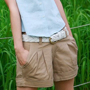 Free shipping! 2012 women's summer all-match casual pocket roll-up hem shorts overalls three-color