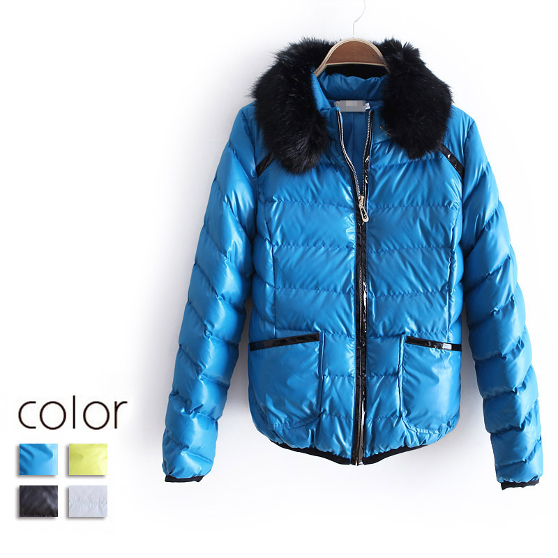 Free shipping 2012 women's thin fur collar cotton-padded jacket female slim wadded jacket women outerwear ww2844