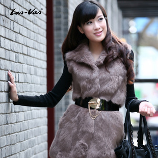 Free shipping 2012 women's turn-down collar rex rabbit hair sleeveless medium-long fur coat fur vest 11005