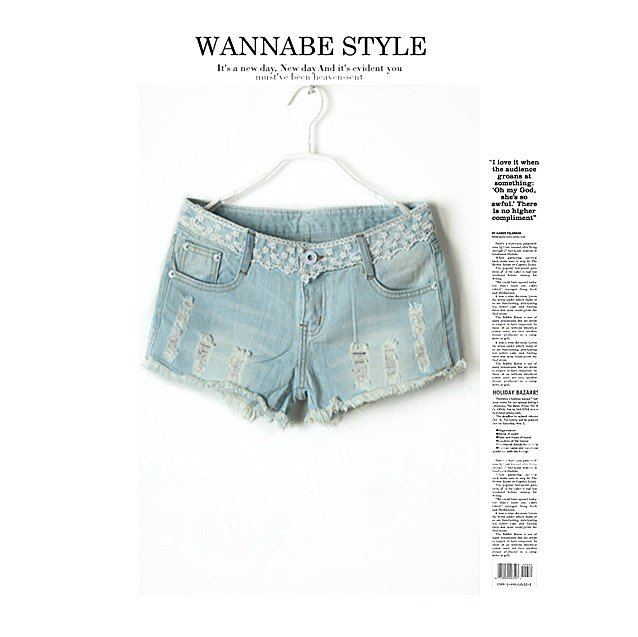 free shipping 2012 women shorts occident  hole Denim shorts  denim pants light blue