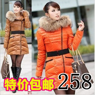 Free Shipping 2012  women winter coat , raccoon dog fur fashion white duck down, high quality winter down coat