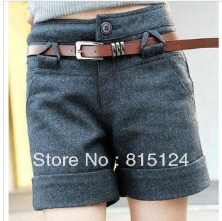 Free  shipping  2012    wool material female bootcut woolen cloth shorts