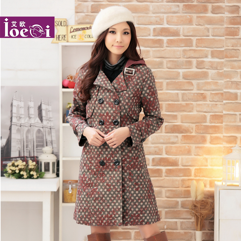 Free Shipping  20129 Department of European nobility wind women's double-breasted long coat ioeoi956