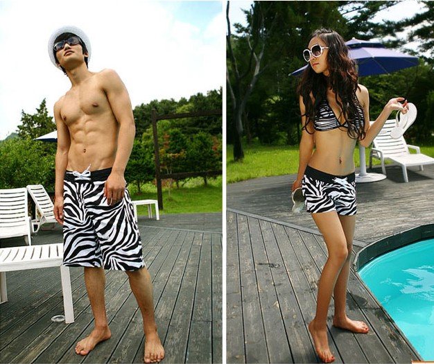 Free Shipping 2012Hot Fashion Couple Beach Stylish Zebra Hot Pants