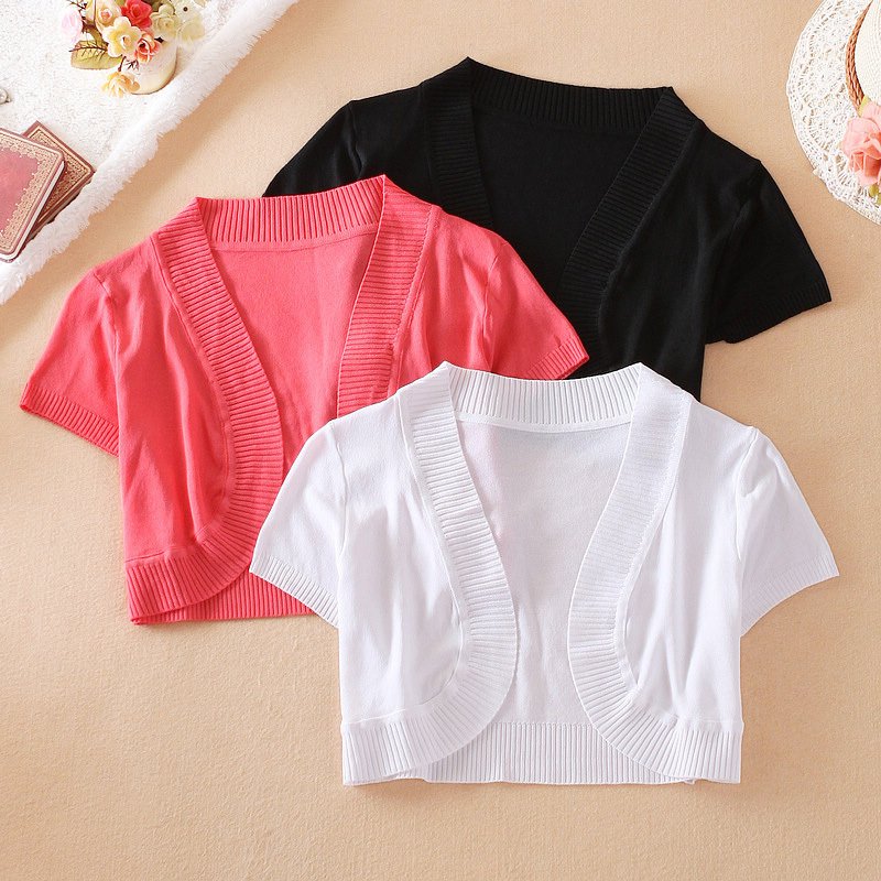 Free shipping 2012new arrival all-match curviplanar short-sleeve knitted small cape shrug sweater small cardigan women's sweater