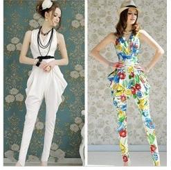 Free shipping !2012New Fashion Harem womens jumpsuits.Summer Sleevess Big size rompers,High quality S M L XL B991