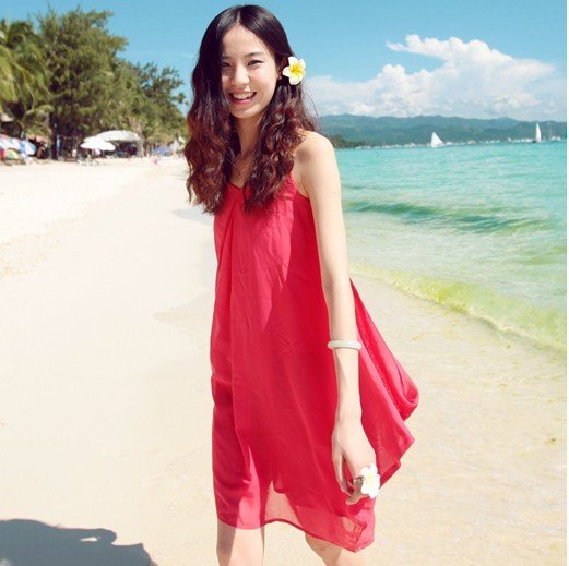 Free shipping 2012summer new Korean leather shoulder loops in A swing dress