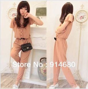 Free shipping ! 2013 Agaric  side  Delicate along with the gender chiffon conjoined twin pants  Two color Free size