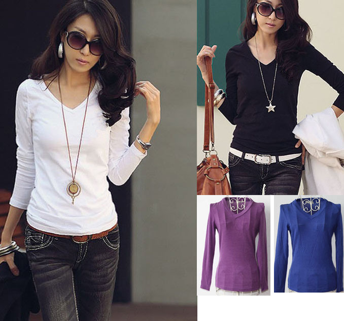 Free shipping 2013 All-match new arrival hot-selling long design women sweater solid color V-neck t-shirt thin knitted sweater