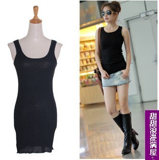 Free Shipping 2013 autumn 02017 candy color slim hip sleeveless sweater basic skirt high quality