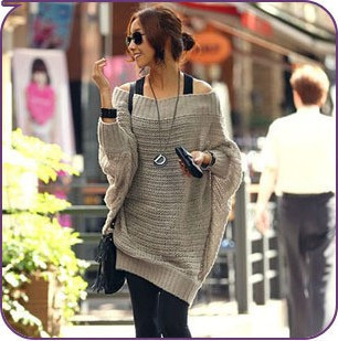 Free Shipping 2013 autumn 029033 before and after two ways batwing sleeve half sleeve medium-long sweater dress wholesale