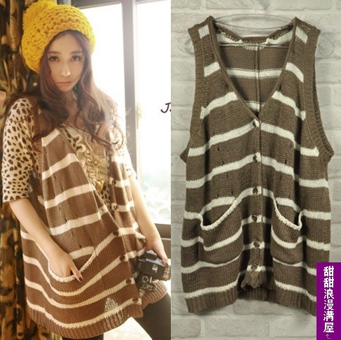 Free shipping 2013 autumn and winter 88204 100% medium-long cotton loose sweater outerwear sweater vest high quality