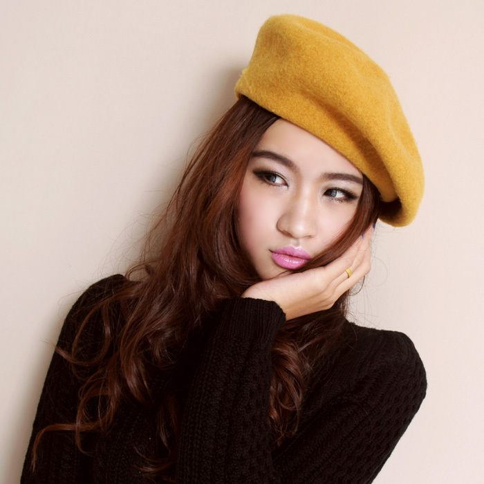 Free shipping 2013 autumn and winter sweet vintage wool female hat beret woolen painter cap dome hat