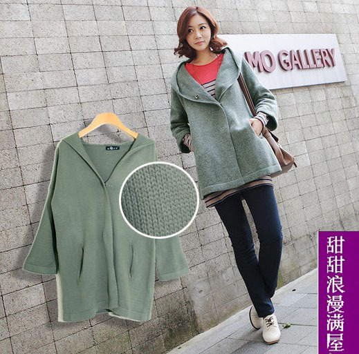 Free Shipping 2013 autumn and winter women 23512 casual loose hooded three quarter sleeve cardigan outerwear