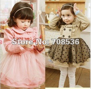 Free shipping 2013 Autumn Fashion Pink girls trench coat  Children outerwear / jacket/ Dust coat for kids