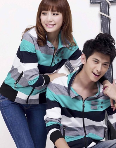 Free shipping 2013 autumn fashion women's stripe color block decoration lovers casual long-sleeve outerwear cardigan