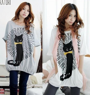 free shipping 2013 autumn maternity t-shirt women's loose plus size t-shirt o-neck short-sleeve T-shirt