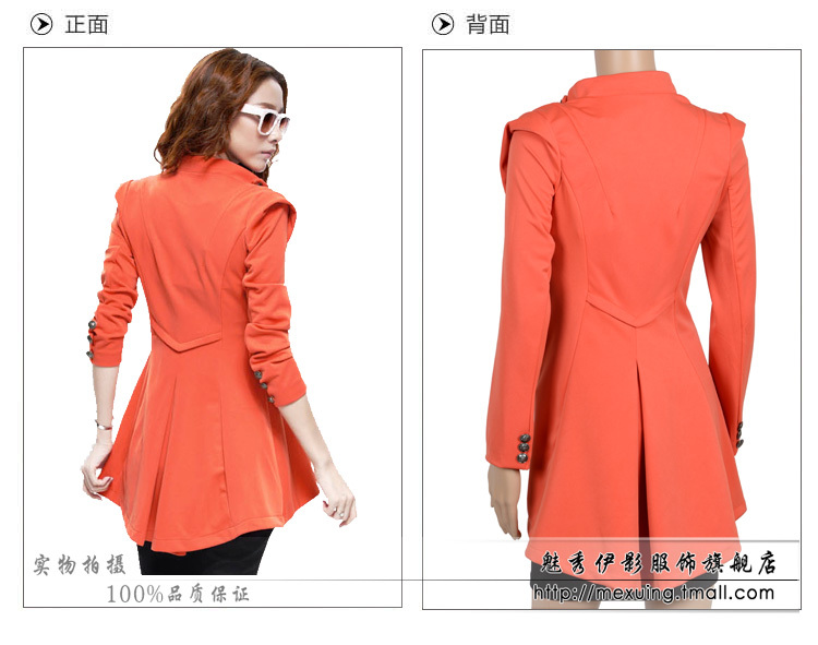 FREE SHIPPING 2013 autumn new arrival women's autumn and winter one button slim blazer dovetail outerwear medium-long trench