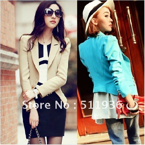 Free shipping 2013 Autumn news women fashion suit collar golden button pockets shoulder pad suit casual coat for OL jackets red