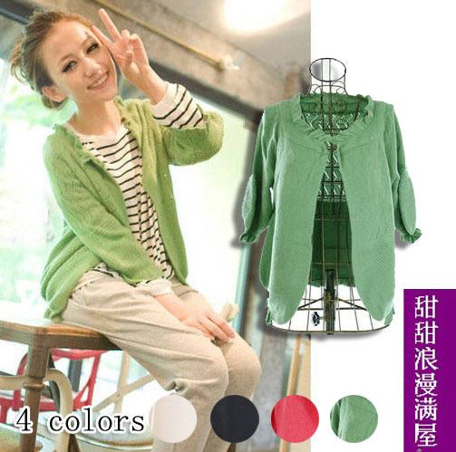 Free Shipping 2013 autumn women's 37a9306 sweet princess ruffle three quarter sleeve cardigan coat wholesale