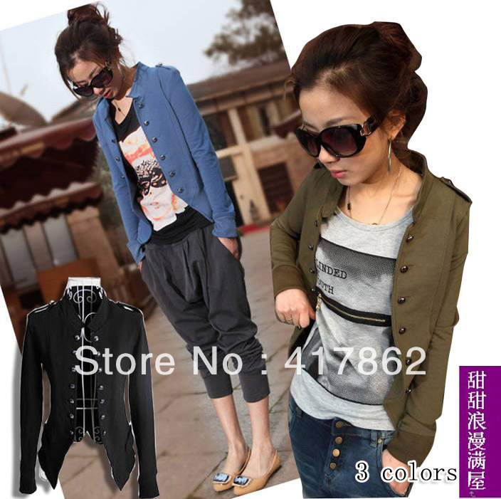 Free shipping 2013 autumn women's b460104 casual all-match elegant epaulette double breasted slim short jacket