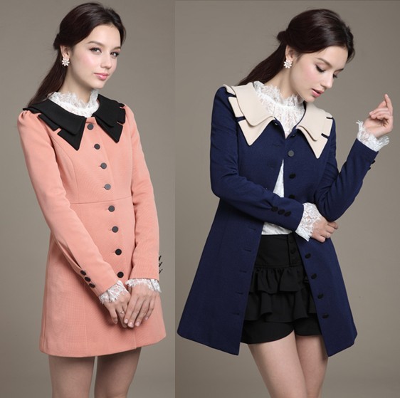 Free Shipping 2013 autumn women's elegant 461089 gentlewomen slim waist slim medium-long trench outerwear wholesale