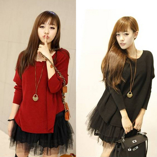 Free shipping 2013 Autumn women's elegant puff sleeve twinset one-piece dress 3130F