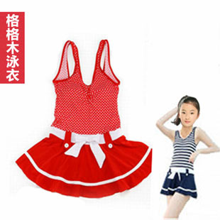Free shipping 2013 big boy swimwear spa young girl one-piece dress swimwear female child